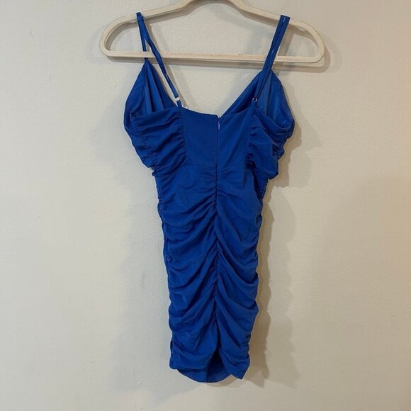 NWT Hello Molly Late Night Music Mini Dress Blue Ruched Sleeveless Size 4 - Picture 5 of 7